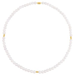 Κολιέ με Κ14 χρυσό μαγνητικό κούμπωμα και λευκά μαργαριτάρια - F126580